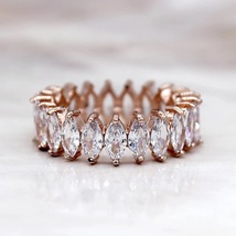 CZ AAA+Sterling Silver Marquise Cubic Zirconia Eternity Ring, Wedding Band in SL - £88.47 GBP