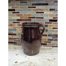 Vintage Russian Milk Pitcher, Brown Stoneware Crock, Red Wing? 1 Gallon - $98.00