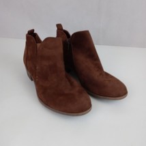 Arizona Jean Co. Gale Brown Faux Suede Side Zip Ankle Boots Booties Size 7 - £15.44 GBP