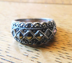 Sterling Silver Size 7.25 Ring with Marcasite Stones # 20244 - £19.86 GBP
