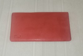 Fossil RED Pebbled Leather Bifold Checkbook Wallet With Card Slots, Slim... - $12.86