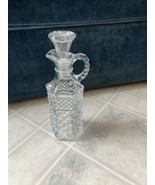 Vintage Cut Glass Cruet w/stopper Allover Diamond raised Design - £22.13 GBP