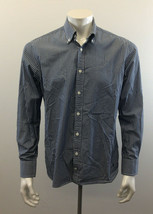 Tommy Hilfiger Men&#39;s Medium Gray-White Striped  Cotton Long  Sleeve Casual Shirt - $10.40