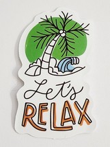 Let&#39;s Relax Simple Palm Tree with Wave Multicolor Sticker Decal Embellishment - £1.83 GBP