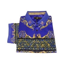 Men's Sports Polo Shirt Barocco Fashion Printed Short Sleeves Soft BSP612 Indigo image 8