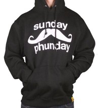 Team Phun Mens Sunday Fun Day Mustache Black White Pullover Hoodie Moustache NWT - £20.97 GBP