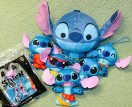 Mc Donalds Stitch Plush Lot Of 7 Assorted Characters Surfer Sippin Experiment ++ - £9.04 GBP
