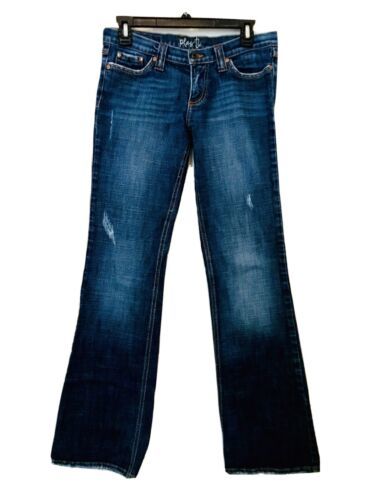 Plastic By Gly Womens Jr. 7 Medium Wash Boot Cut Distressed Embroidered ... - $27.95