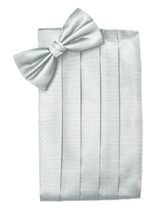 Herringbone Tuxedo Cummerbund and Bow Tie Set (Platinum) - $93.10