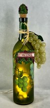 Handpainted Light Up Wine Bottle Hand Decorated, Grapes, Wine, Leaves, Cute! - £45.03 GBP