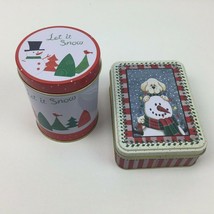 Let it Snow Snowmen Lot of Two Christmas Cookie Candy Gift Tins Holiday ... - £15.94 GBP