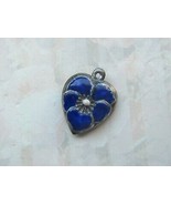 Vintage Sterling silver enameled puffy heart charm-ROYAL BLUE - $27.00