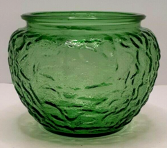 E.O. Brody Co. Crinkle Ware Fishbowl Style Vase Green Glass Made in USA Vintage - £6.02 GBP