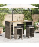 vidaXL Garden Bar Stool Set of 4 Grey PE rattan Standard - $397.19 CAD