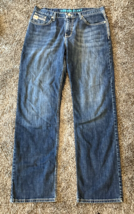 Cinch Grant Jeans Mens Size 34x34 Blue Cowboy Western 5 Pocket Zip Thick Stitch - £35.43 GBP