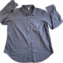 LL Bean Button Shirt Women&#39;s Large Seersucker Blue Preppy Casual Shirt LS - £12.53 GBP