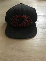 Pre-Owned Chicago Bulls All Black Red Script Mitchell &amp; Ness NBA Snapbac... - $25.00