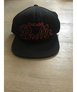 Pre-Owned Chicago Bulls All Black Red Script Mitchell &amp; Ness NBA Snapbac... - $25.00
