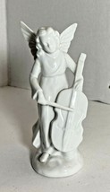 Porcelain White 5.25&quot; Music Angel Playing Cello Bass  - £6.48 GBP