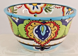 Bocca Spana lifestyle Bowl Blue Multicolor Floral 6 1/8x 3.1/8 see  smal... - £12.63 GBP