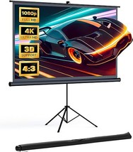 Projector Screen With Stand, 120 Inch Projector Screen 4K Hd With Wrinkl... - £203.06 GBP