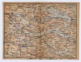 1893 Antique Map Of Vicinity Of Frauenfeld Winterthur Lake Constance Switzerland - £21.10 GBP