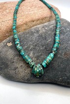 Santo Domingo Handmade Sterling Natural Turquoise Heishi Beaded Jacla Necklace - £125.15 GBP