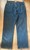 LL Bean Jeans Womens 14MT Original Fit Flannel Lined Straight Denim Blue - £18.59 GBP