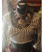 LARGE Striped Black and White ATS Tribal Gypsy Bohemian DeLuxe Choli Top - $59.39