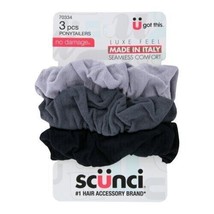 Set of 3 Scunci Luxe Feel Hair Ponytailers, No Damage Grey &amp; Black #70334 - £3.90 GBP