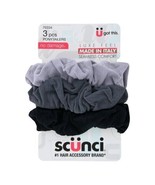 Set of 3 Scunci Luxe Feel Hair Ponytailers, No Damage Grey &amp; Black #70334 - $4.94