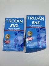 2 pack Trojan ENZ Spermicidal Lubricated Condoms 12 ct ~OPEN BOX/Damaged... - $14.75