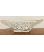 Vintage Clear Crystal Scalloped Serving Bowl With Frosted Floral Design - £15.75 GBP