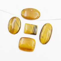 Yellow Fire Top Quality Natural Tiger Eye Gemstone Cabochon 5 Pieces Lot R31956 - £7.37 GBP