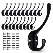 20 Pack Black Wall Hooks For Hanging, Metal Coat Hooks Wall Mounted, Ret... - £31.38 GBP