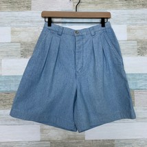 GAP VTG 90s Pleated Denim Mom Shorts Blue Button Fly High Rise Womens 10 26X7 - £29.73 GBP