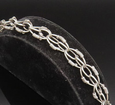925 Silver - Vintage Interlocking Rope Wrapped Twisted Circle Bracelet - BT9545 - £91.13 GBP