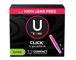 U by Kotex Click Compact Tampons, Super, Unscented, 32 Count - £14.12 GBP