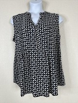 NWT Cocomo Womens Plus Size 2X Blk/Wht Square Mosaic V-neck Blouse Sleev... - $28.80