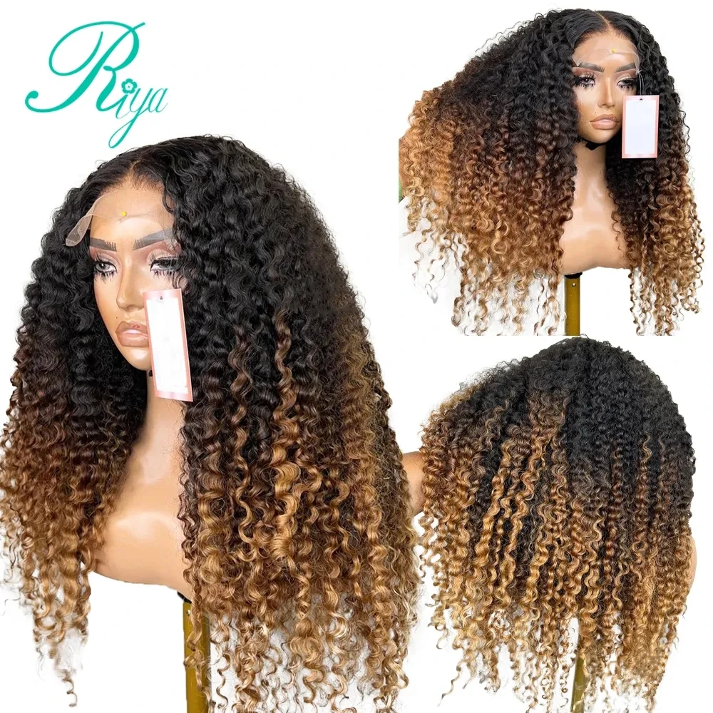Honey Blonde Jerry Curly 13x6 Lace Front Human Hair Wigs For Black Women - £81.29 GBP+
