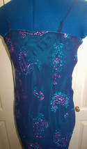 Vintage Monsoon purple dress-inlaid crystals.size 10/12 stretchy,calf length - $84.54