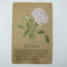 Victorian Greeting Card Peony Flowers Loves Chaplet Poem Bless the Year ... - $19.99