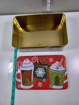 7  1/2 x 3 x 4 1/2  inch holiday tin photos of hot choclate good condition - $5.94