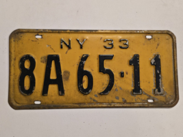 1933 NEW YORK NY LICENSE PLATE #8A65-11-YOM - VTG - Man Cave- Babe Ruth Era - $43.15 CAD