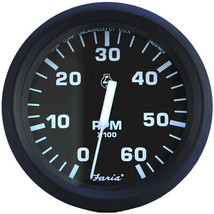 Faria Euro Black 4&quot; Tachometer - 6,000 RPM (Gas - Inboard &amp; I/O) - £74.51 GBP