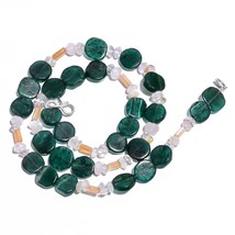 Natural Green Aventurine Crystal Gemstone Smooth Beads Necklace 17&quot; UB-4386 - £7.81 GBP