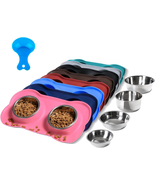 Pet Dog Bowls 2 Stainless Steel Dog Bowl with No Spill Non-Skid Silicone... - $13.11