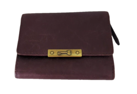 Fossil Burgundy Womens Knox Flap Wallet Tri-Fold Leather - £19.72 GBP