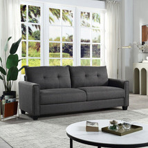 Linen Fabric Upholstery sofa/Tufted Cushions/ Easy, Assembly - Dark Grey - £286.76 GBP