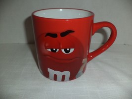 Large 4&quot; Red M&amp;M Collectible Ceramic Coffee Mug Double Sided Cup Dated 2021 - £19.97 GBP